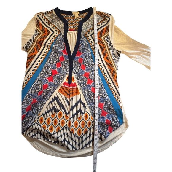 Anthropologie Tiny V-Neck Top Printed Chiffon Front Knit Back Sz XS - Picture 7 of 9